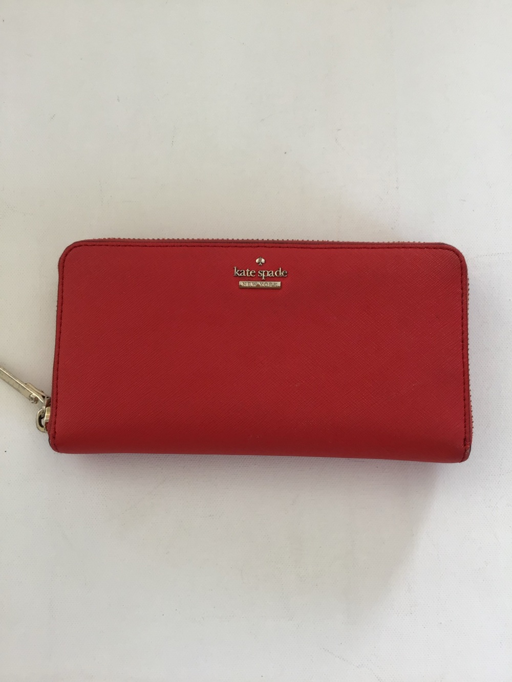 Kate Spade Staci Large Continental Wallet Red Saffiano Leather Zip Around Wallet